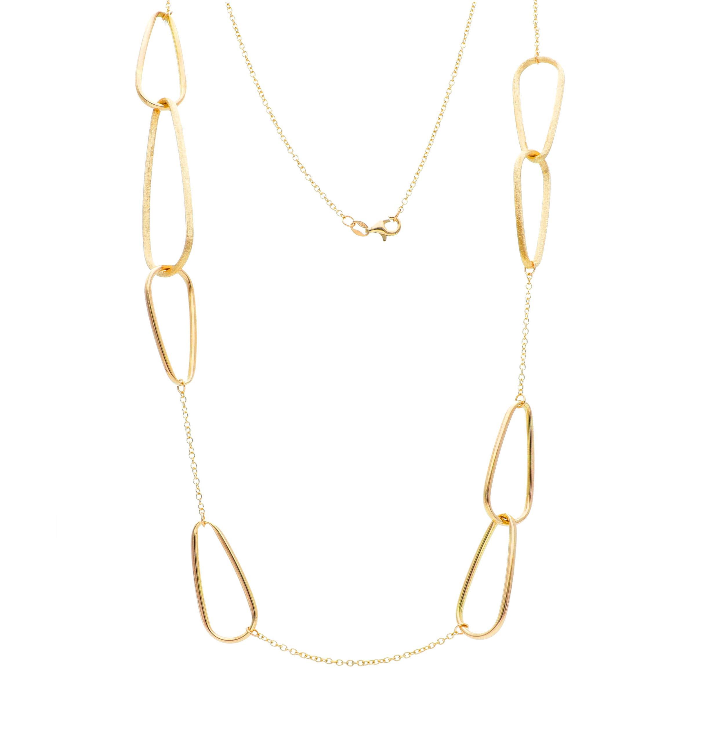 Golden necklace k14 with oval rings (code S246030)
